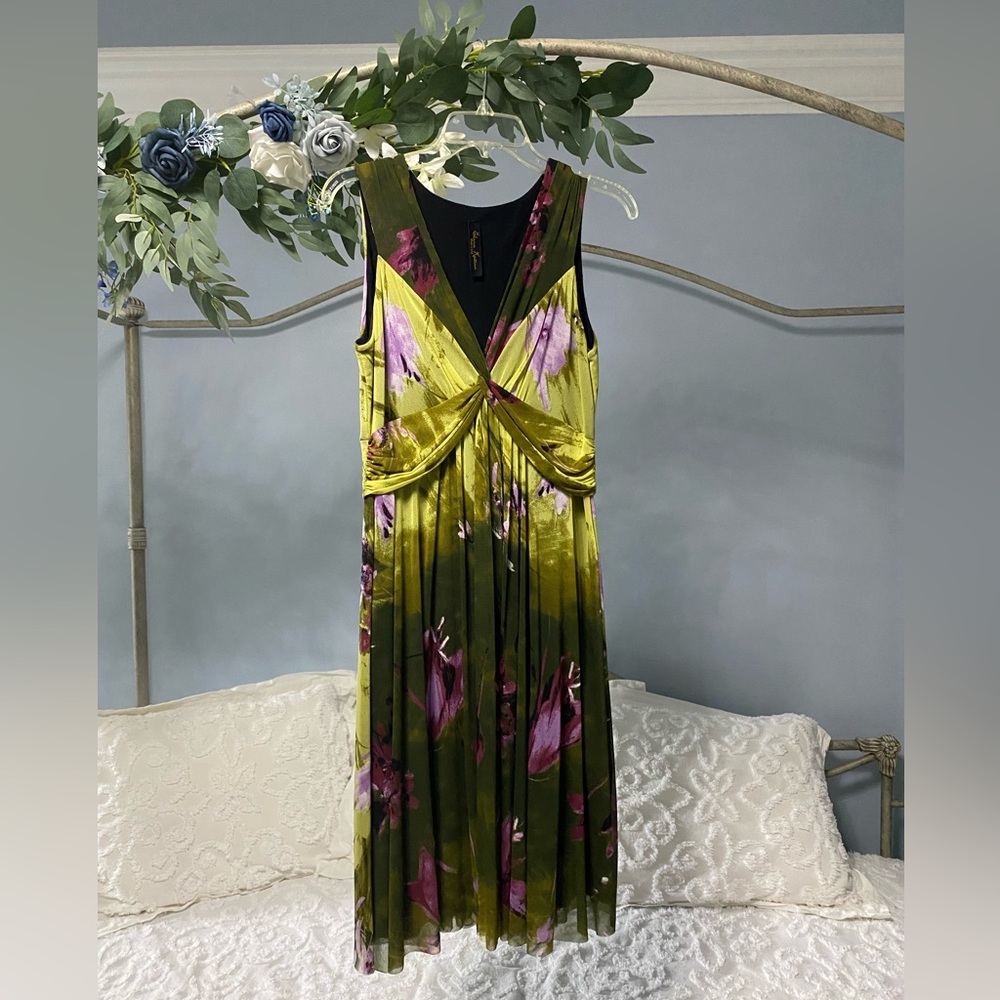 Elena Kattan Fit and Flare Mesh Sleeveless Dress